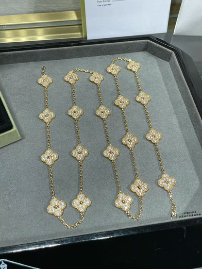 [Renovia Jewelry]CLOVER 20 MOTIFS FULL-DIAMOND NECKLACE