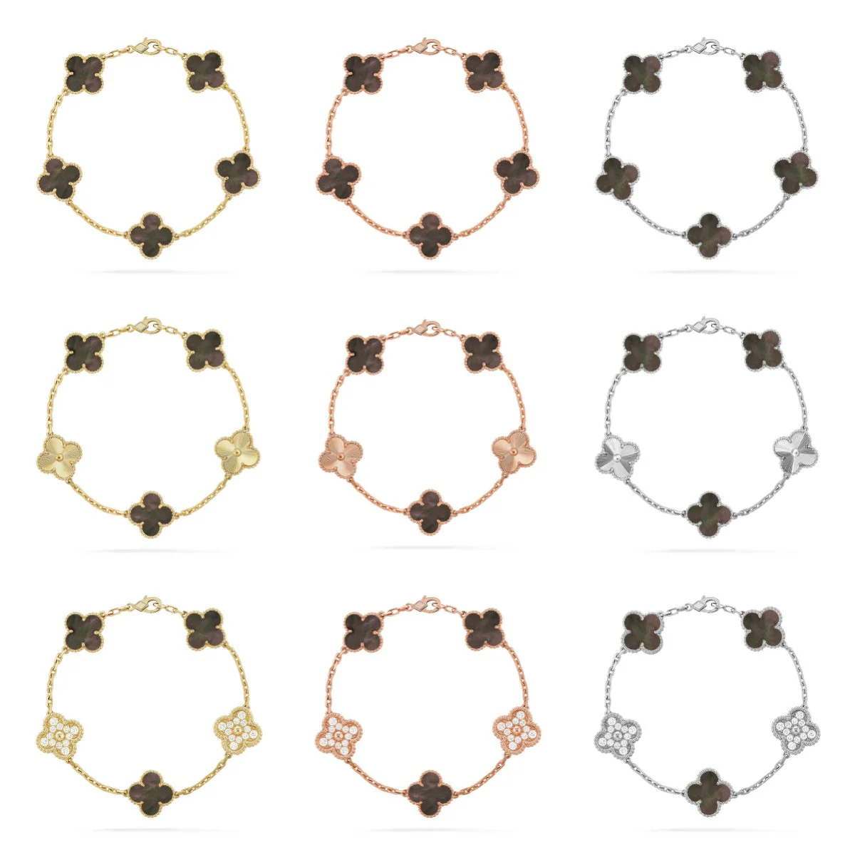 [Renovia Jewelry] CLOVER 5 MOTIF GRAY MOP BRACELET COLLECTION