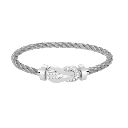 [Renovia Jewelry]CHANCE LARGE 8 FIGURE BUCKLE HALF DIAMOND BRACELET SILVER