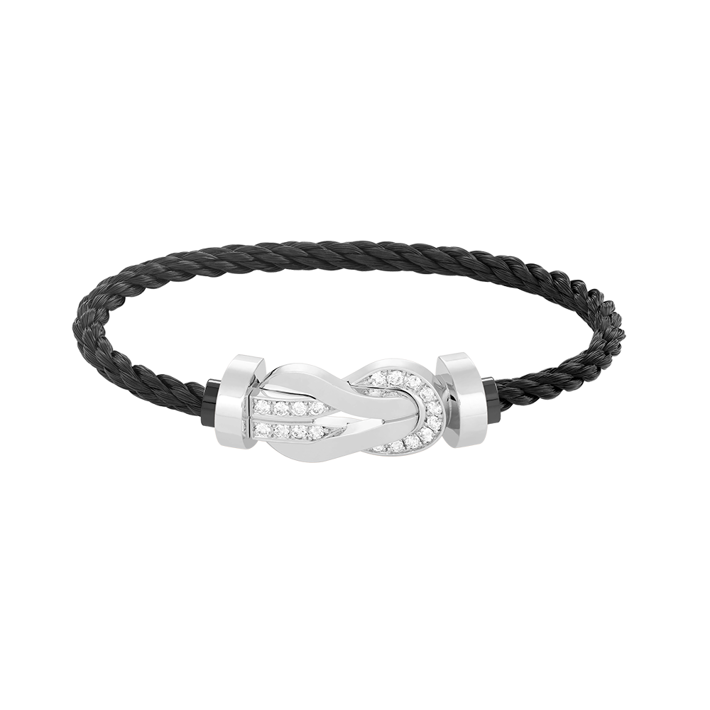 [Renovia Jewelry]CHANCE LARGE 8 FIGURE BUCKLE HALF DIAMOND BRACELET SILVER