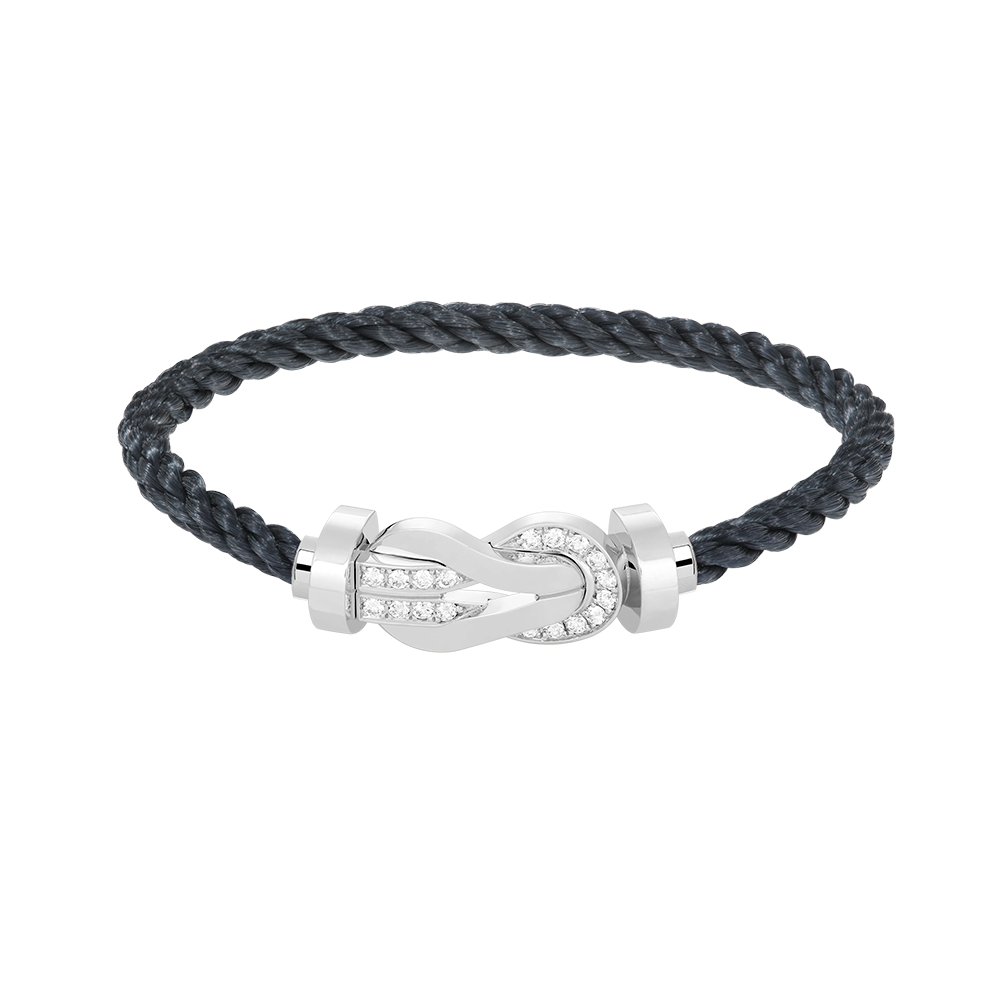 [Renovia Jewelry]CHANCE LARGE 8 FIGURE BUCKLE HALF DIAMOND BRACELET SILVER