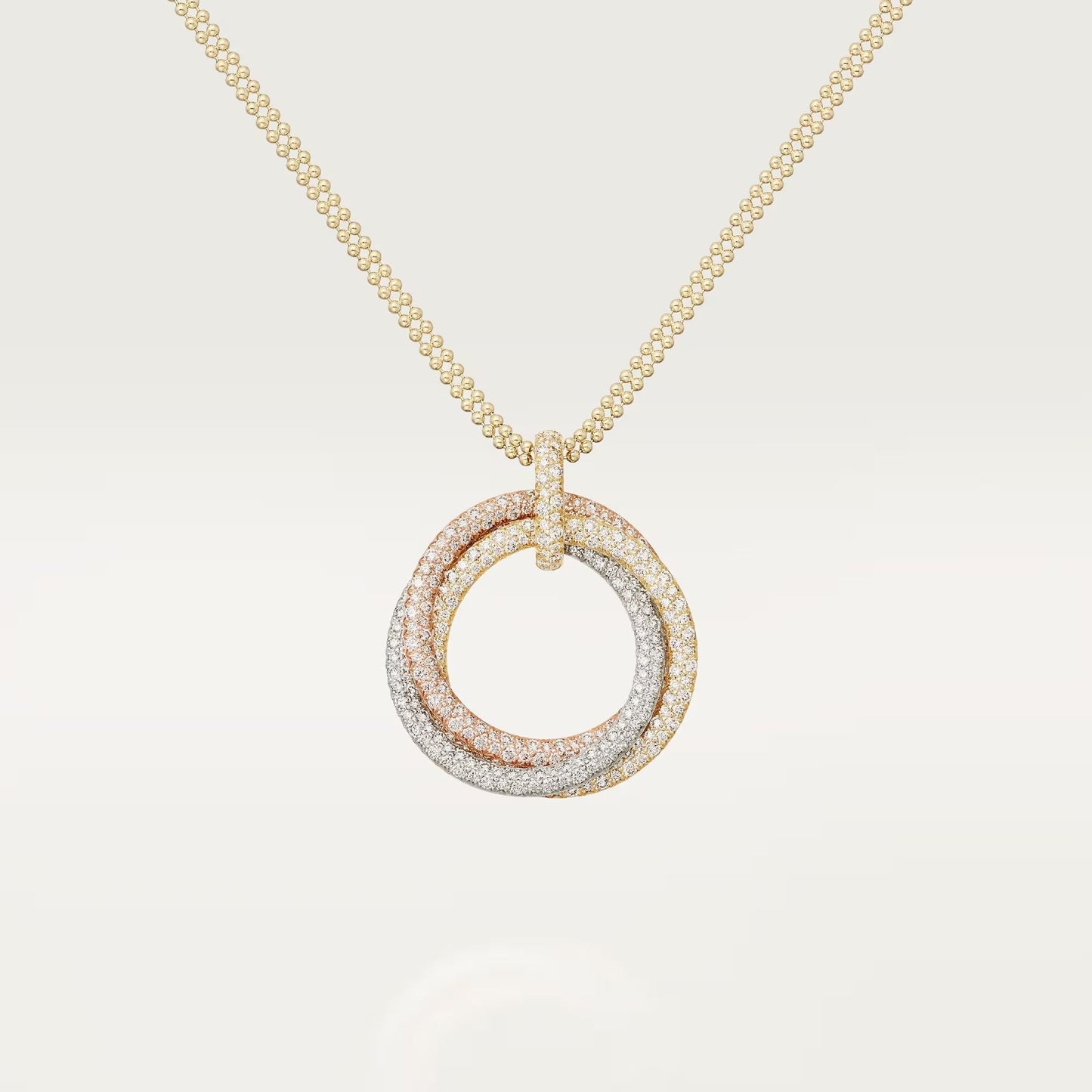 [Renovia Jewelry]TRINITY LARGE FULL DIAMOND  NECKLACE
