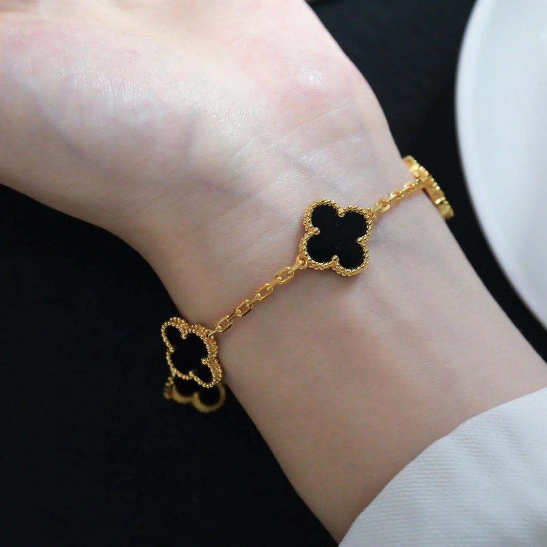 [Renovia Jewelry] CLOVER 5 MOTIF ONYXS BRACELET COLLECTION