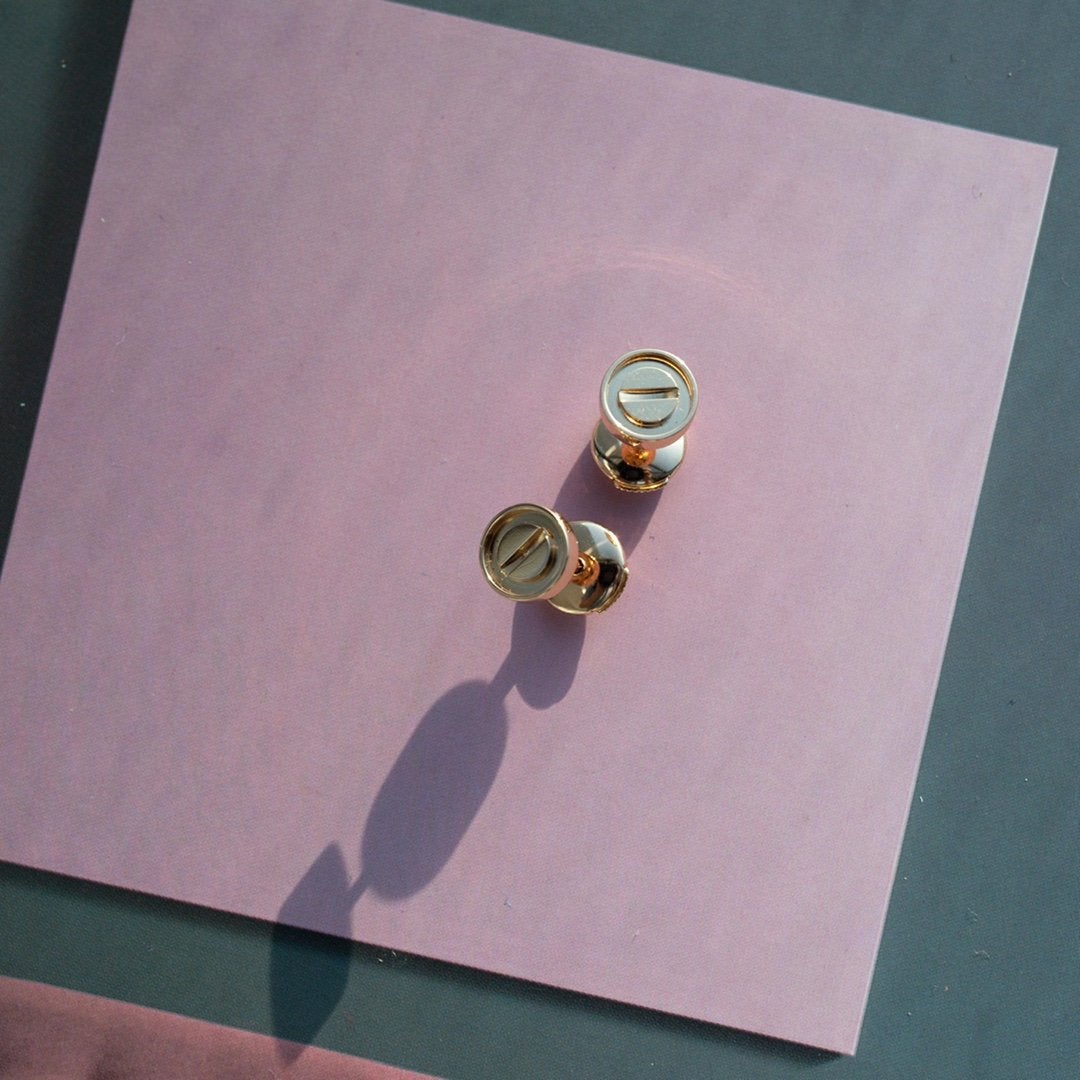 [Renovia Jewelry]LOVE EARRINGS PINK GOLD 10MM