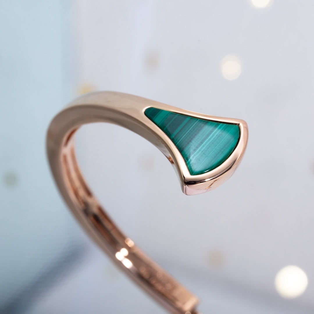 [Renovia Jewelry]DREAM BRACELET OPEN MALACHITE PINK GOLD