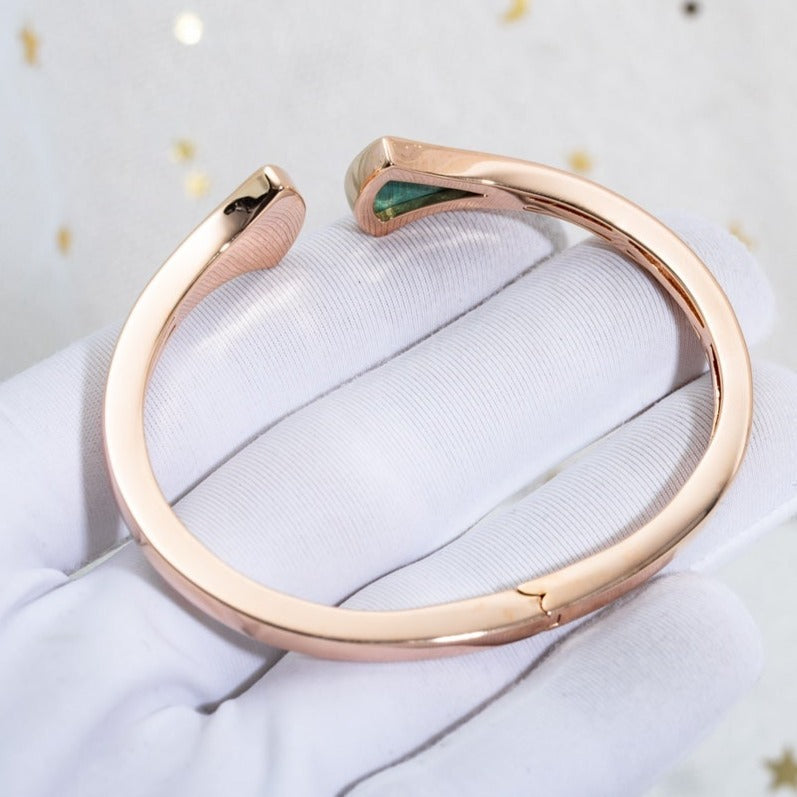 [Renovia Jewelry]DREAM BRACELET OPEN MALACHITE PINK GOLD