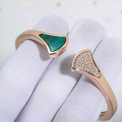[Renovia Jewelry]DREAM BRACELET OPEN MALACHITE PINK GOLD