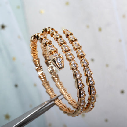[Renovia Jewelry]SERPENTI BRACELET PINK GOLD DIAMOND DOUBLE ROW