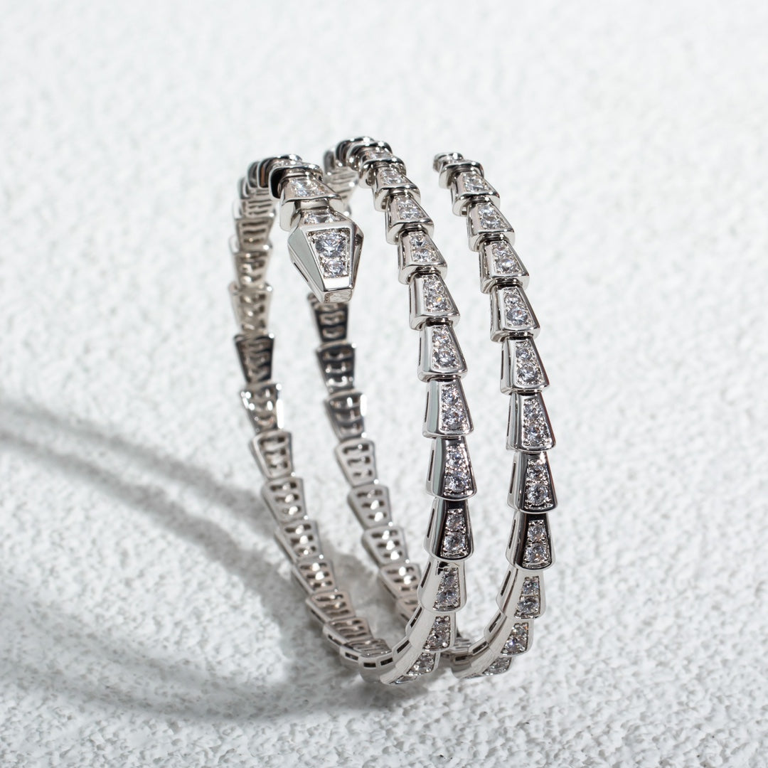 [Renovia Jewelry]SERPENTI BRACELET SILVER DIAMOND DOUBLE ROW