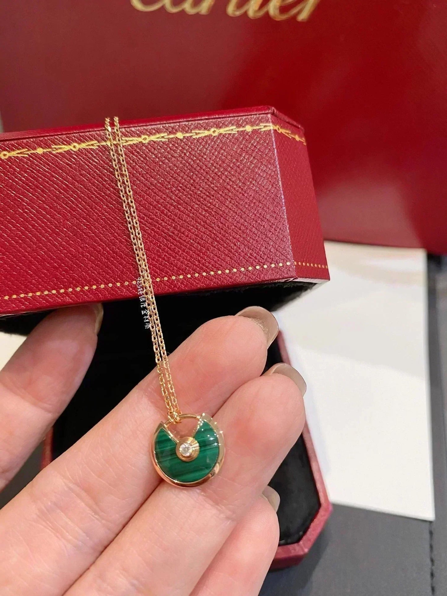 [Renovia Jewelry]AMULETTE ROSE GOLD MALACHITE NECKLACE