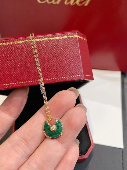 [Renovia Jewelry]AMULETTE ROSE GOLD MALACHITE NECKLACE