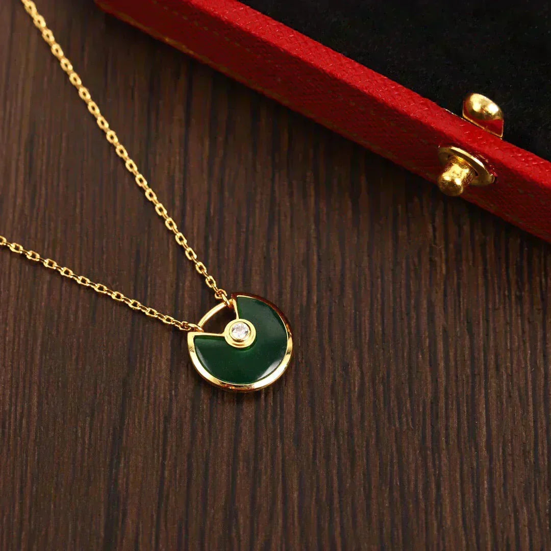[Renovia Jewelry]AMULETTE GOLD MALACHITE NECKLACE