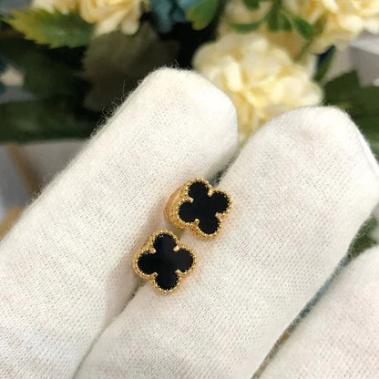 [Renovia Jewelry]CLOVER MINI 9.5MM BLACK MOP EARRINGS