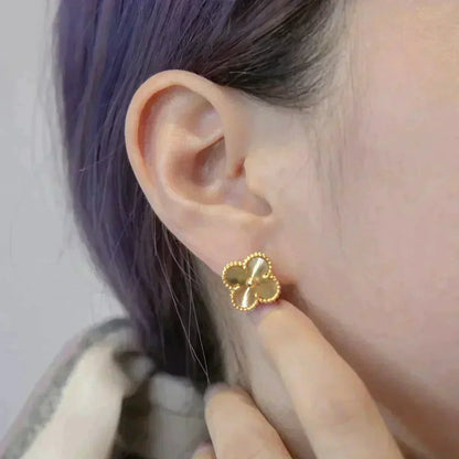 [Renovia Jewelry]CLOVER MEDIUM 1 MOTIFS LASER EARRINGS