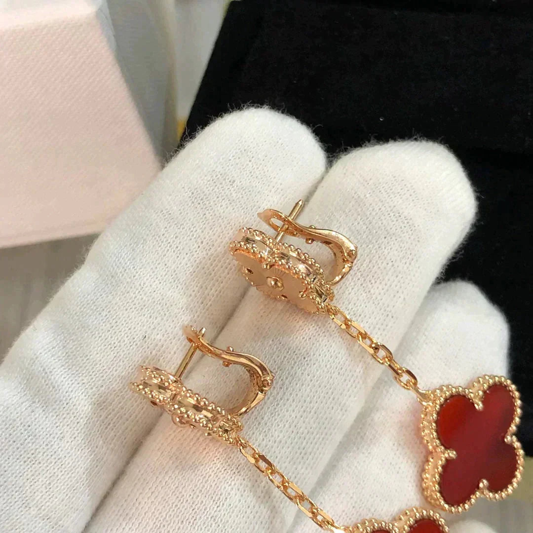 [Renovia Jewelry]CLOVER 2 MOTIF  LASER CARNELIAN EARRINGS