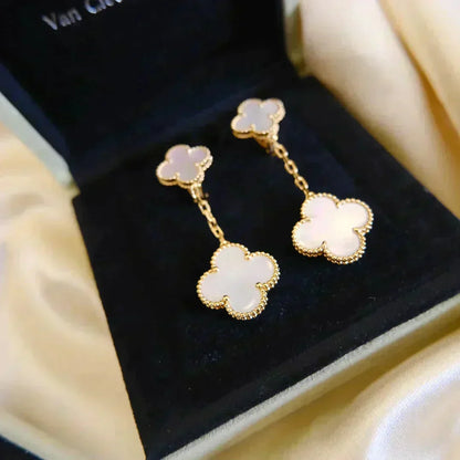 [Renovia Jewelry]CLOVER 2 MOTIF WHITE MOP EARRINGS