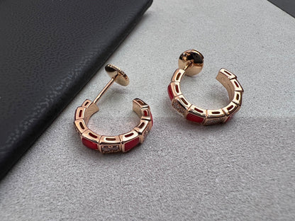[Renovia Jewelry]SERPENTI CARNELIAN PINK GOLD EARRINGS