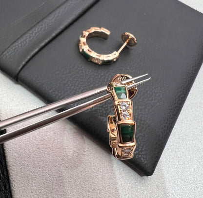 [Renovia Jewelry]SERPENTI MALACHITE PINK GOLD EARRINGS