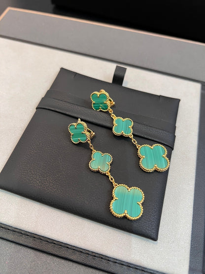 [Renovia Jewelry]CLOVER MALACHITE 3 MOTIFS GOLD