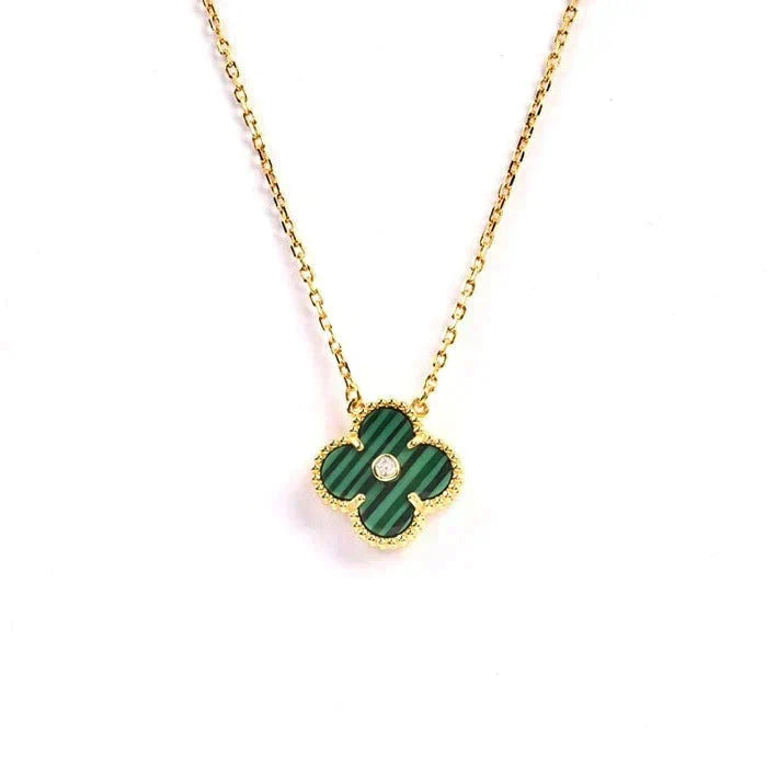 [Renovia Jewelry]CLOVER 15MM DIAMOND TURQUOISE NECKLACE