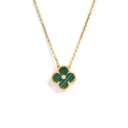 [Renovia Jewelry]CLOVER 15MM DIAMOND TURQUOISE NECKLACE