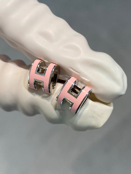 [Renovia Jewelry]MINI POP H SILVER EARRINGS PINK