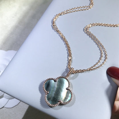 [Renovia Jewelry]CLOVER 25MM GOLD DARK MOP BIG CLOVER NECKLACE
