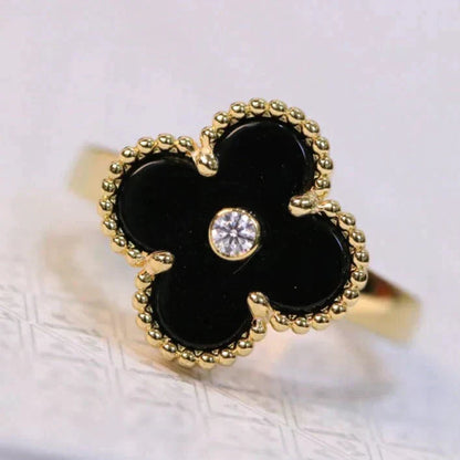 [Renovia Jewelry]CLOVER ONYX RING GOLD DIAMOND
