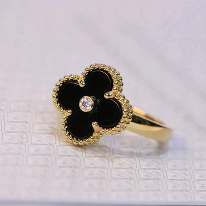 [Renovia Jewelry]CLOVER ONYX RING GOLD DIAMOND
