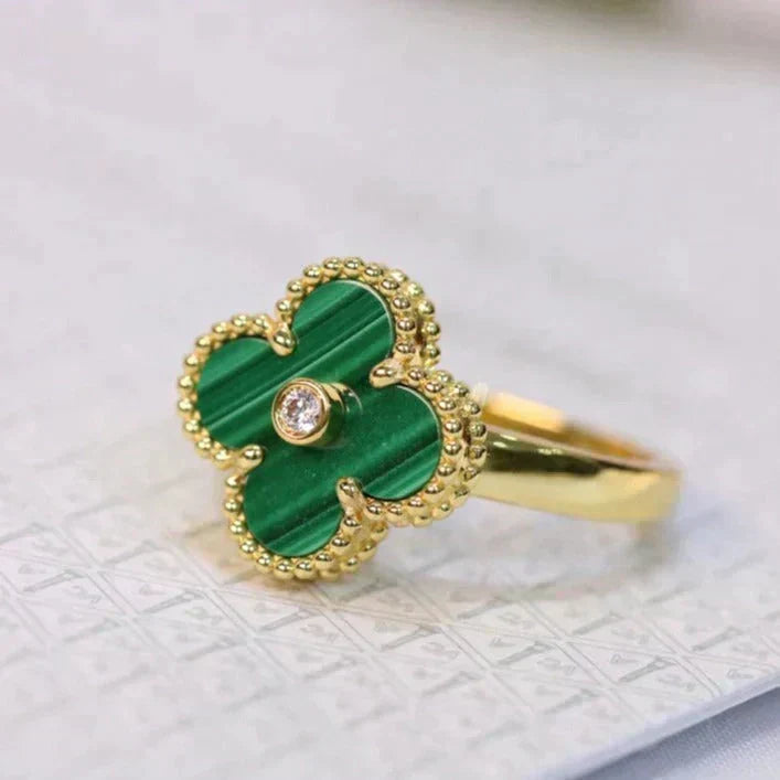 [Renovia Jewelry]CLOVER MALACHITE RING GOLD DIAMOND