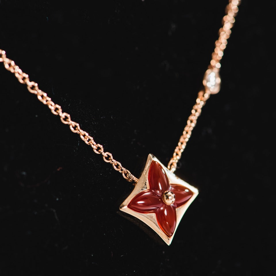 [Renovia Jewelry]STAR NECKLACE PINK GOLD 1 DIAMOND