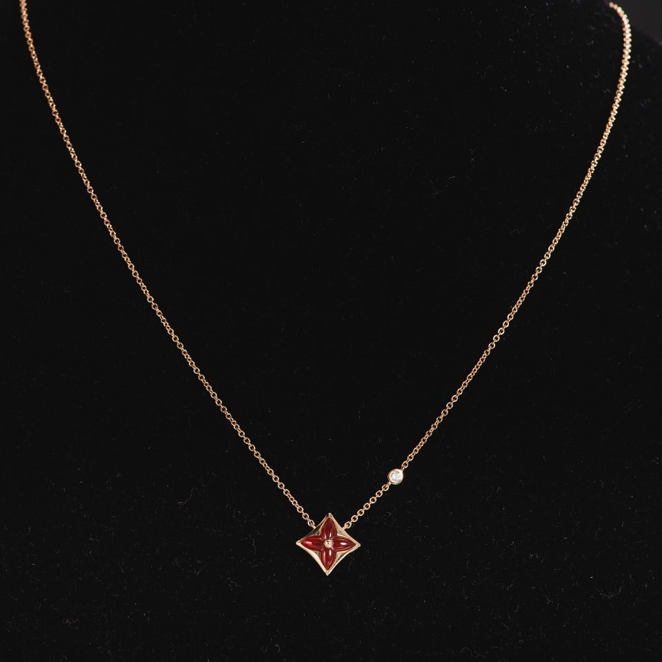 [Renovia Jewelry]STAR NECKLACE PINK GOLD 1 DIAMOND