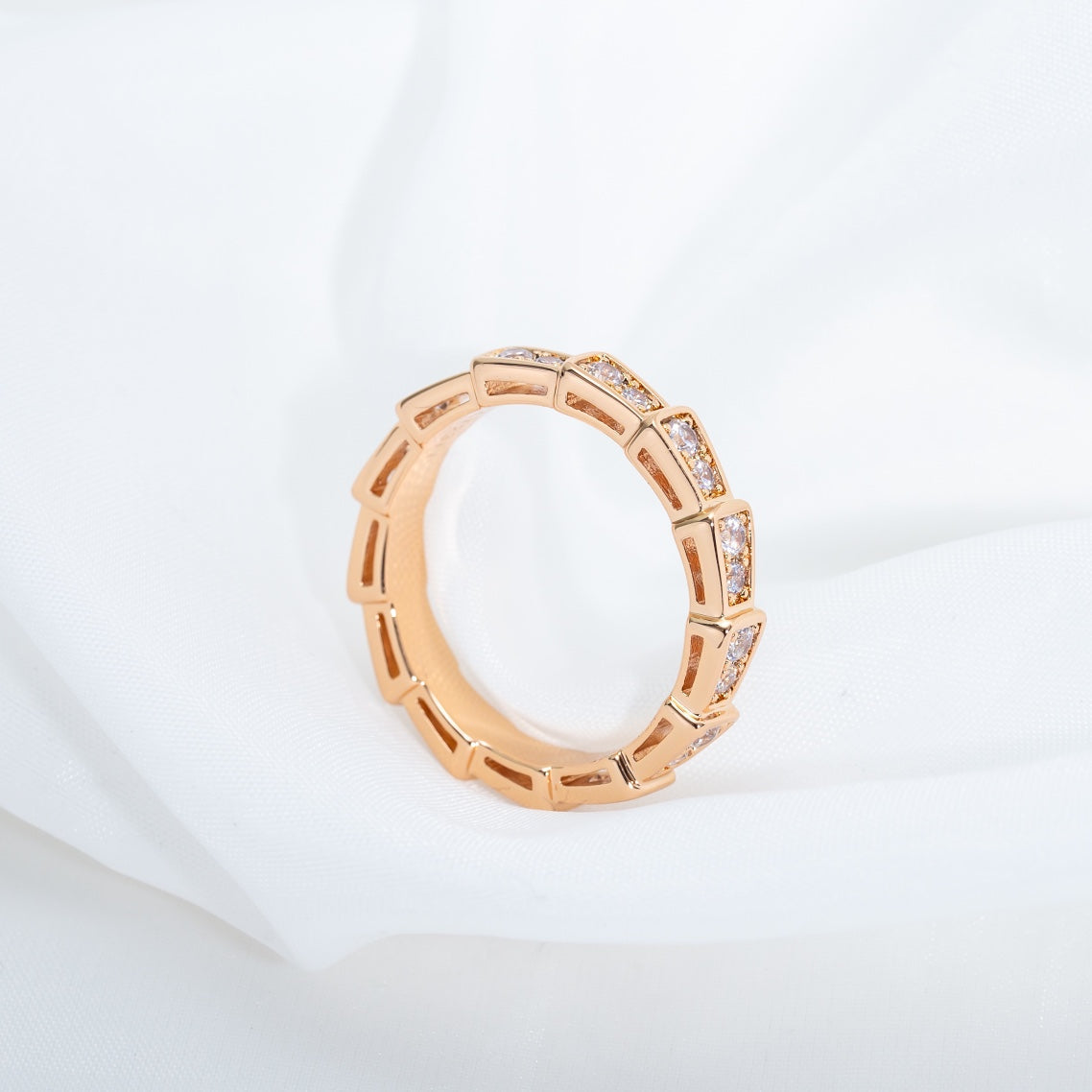 [Renovia Jewelry]SERPENTI RING PINK GOLD DIAMOND PAVED 3MM