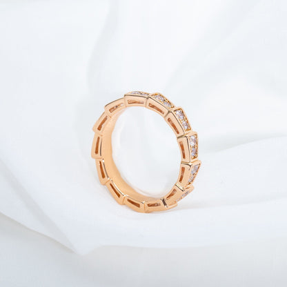 [Renovia Jewelry]SERPENTI RING PINK GOLD DIAMOND PAVED 3MM