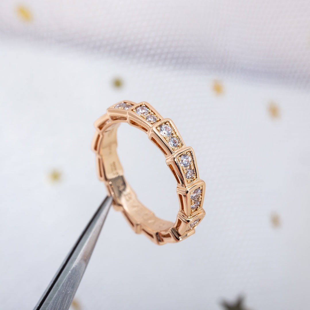 [Renovia Jewelry]SERPENTI RING PINK GOLD DIAMOND PAVED 3MM