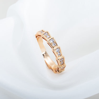 [Renovia Jewelry]SERPENTI RING PINK GOLD DIAMOND PAVED 3MM