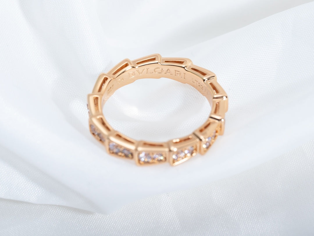 [Renovia Jewelry]SERPENTI RING PINK GOLD DIAMOND PAVED 3MM