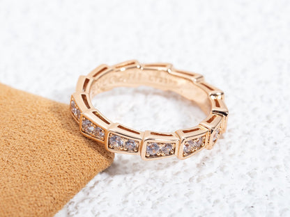 [Renovia Jewelry]SERPENTI RING PINK GOLD DIAMOND PAVED 3MM