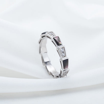 [Renovia Jewelry]SERPENTI RING SILVER  DIAMOND BLACK MOP 3MM