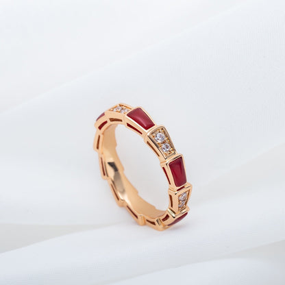 [Renovia Jewelry]SERPENTI RING PINK GOLD CARNELIAN DIAMOND 3MM