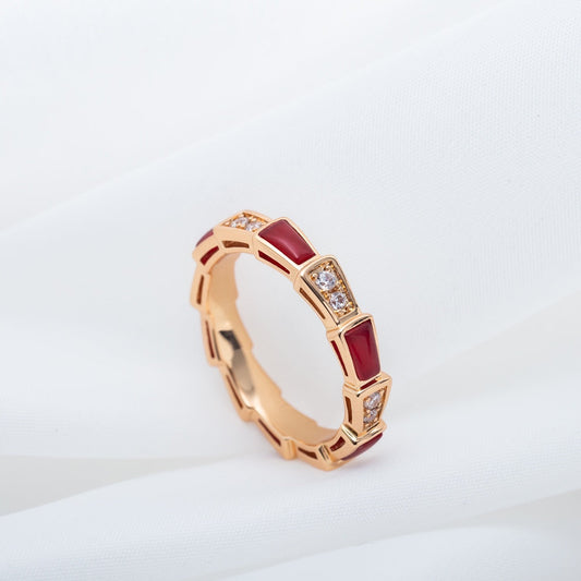 [Renovia Jewelry]SERPENTI RING PINK GOLD CARNELIAN DIAMOND 3MM