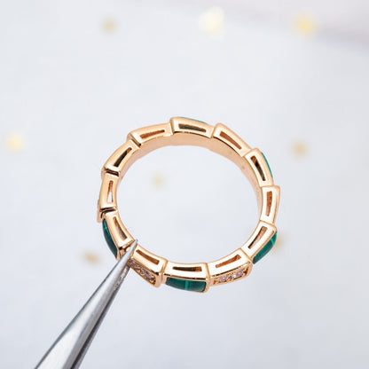 [Renovia Jewelry]SERPENTI RING PINK GOLD MALACHITE DIAMOND 3MM