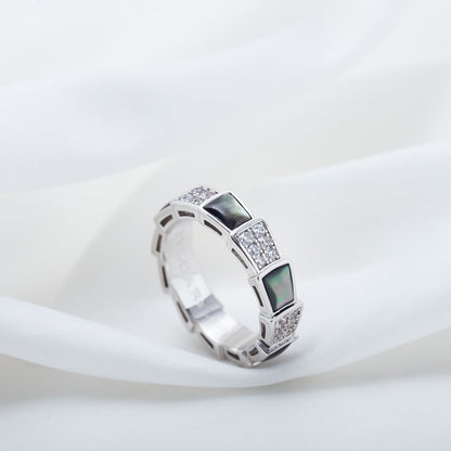 [Renovia Jewelry]SERPENTI RING SILVER DIAMOND BLACK MOP 4MM