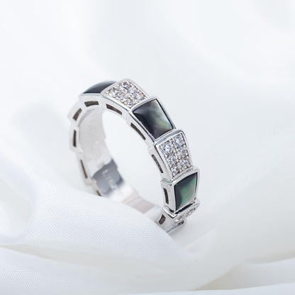 [Renovia Jewelry]SERPENTI RING SILVER DIAMOND BLACK MOP 4MM