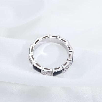 [Renovia Jewelry]SERPENTI RING SILVER DIAMOND BLACK MOP 4MM