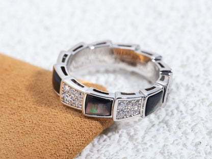 [Renovia Jewelry]SERPENTI RING SILVER DIAMOND BLACK MOP 4MM