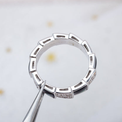 [Renovia Jewelry]SERPENTI RING SILVER DIAMOND BLACK MOP 4MM