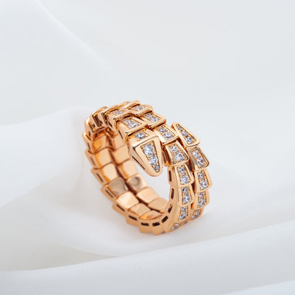 [Renovia Jewelry]SERPENTI RING PINK GOLD DIAMOND DOUBLE ROW