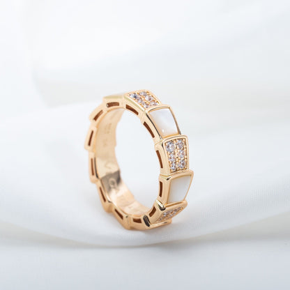 [Renovia Jewelry]SERPENTI RING PINK GOLD MOP DIAMOND PAVED 4MM