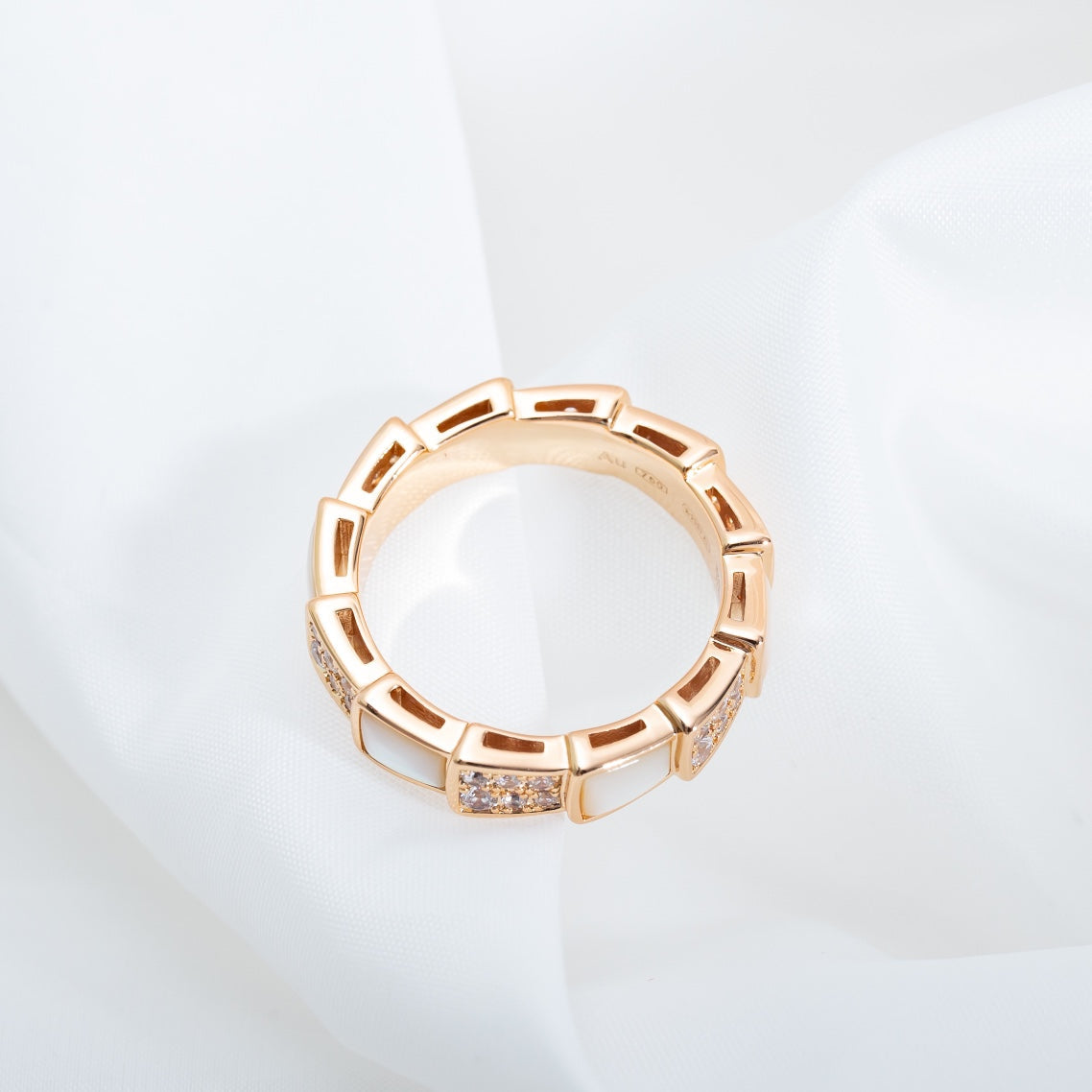 [Renovia Jewelry]SERPENTI RING PINK GOLD MOP DIAMOND PAVED 4MM